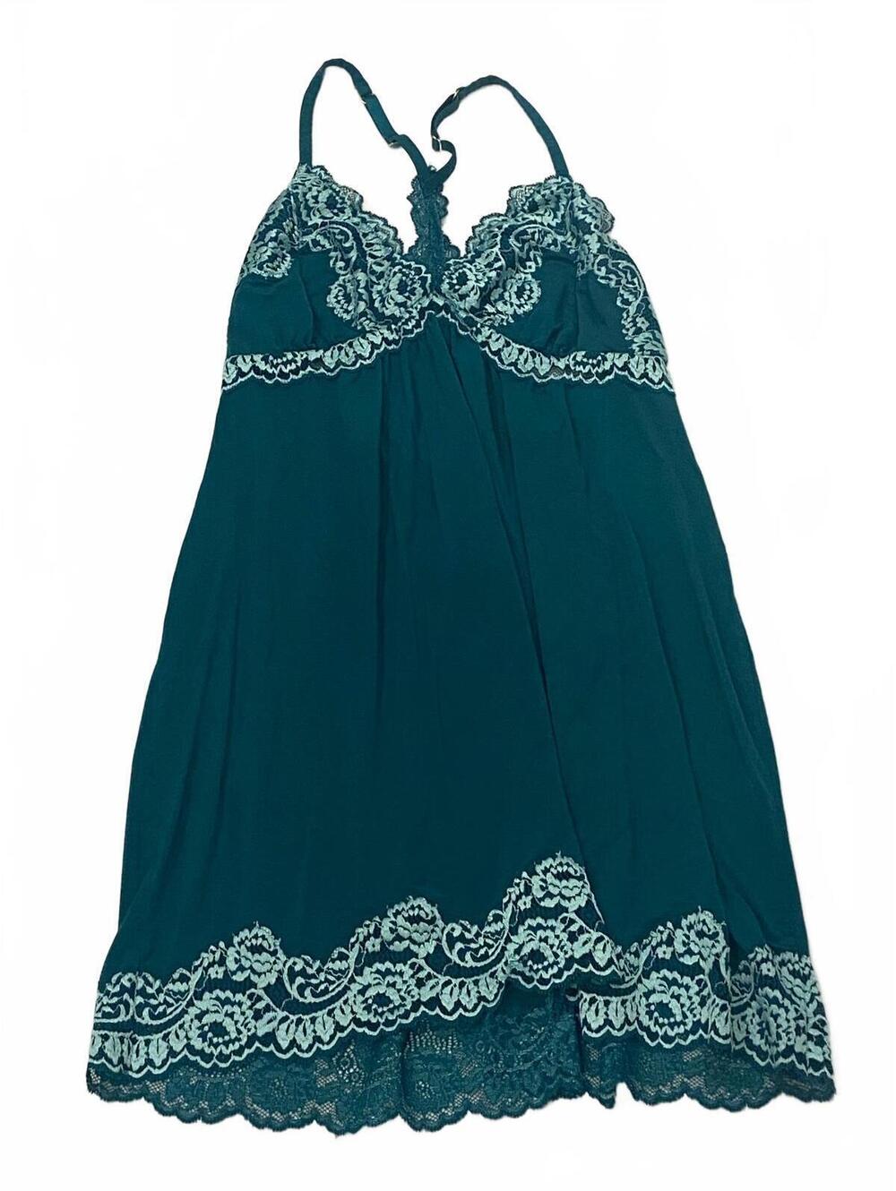 Soma Teal Lace Trim Nightgown Size Large